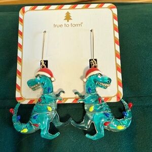 T -Rex True to form  Dinosaur Christmas Earrings